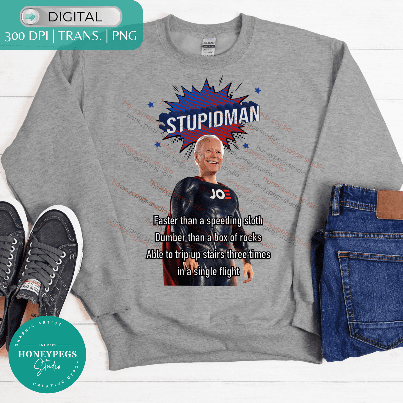 Stupidman Biden Comic Version PNG