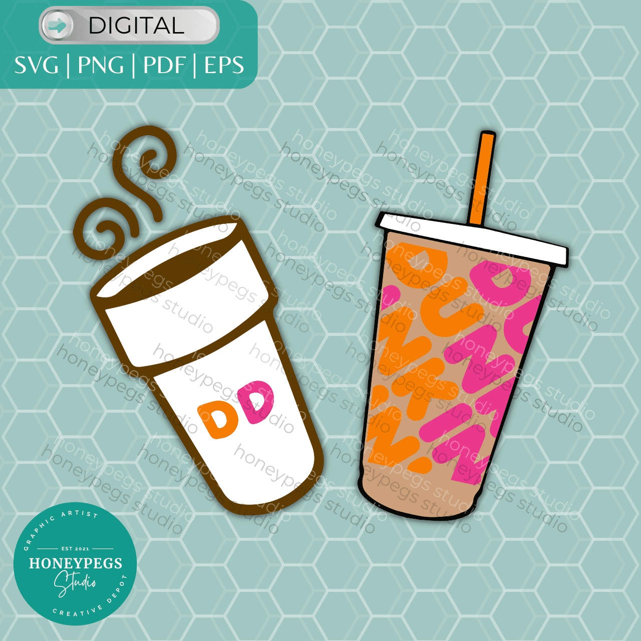 Iced and Hot Coffee Cups SVG