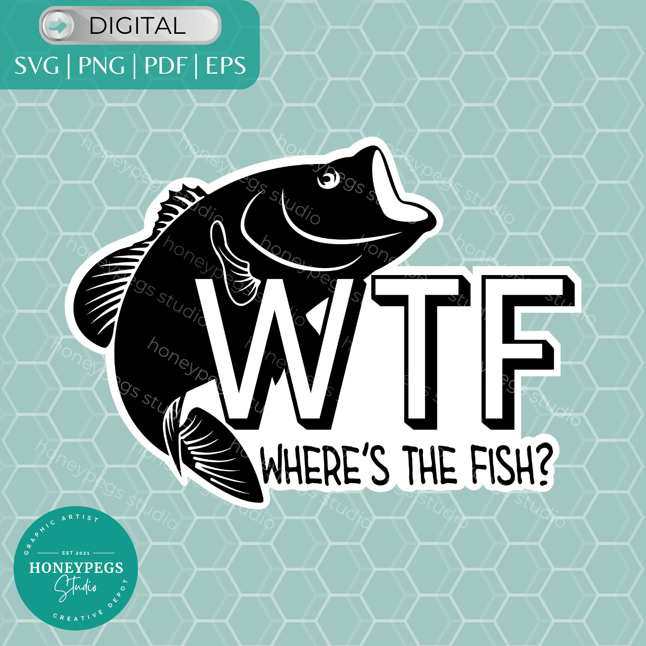 WTF Where's The Fish? SVG Cricut Cut File