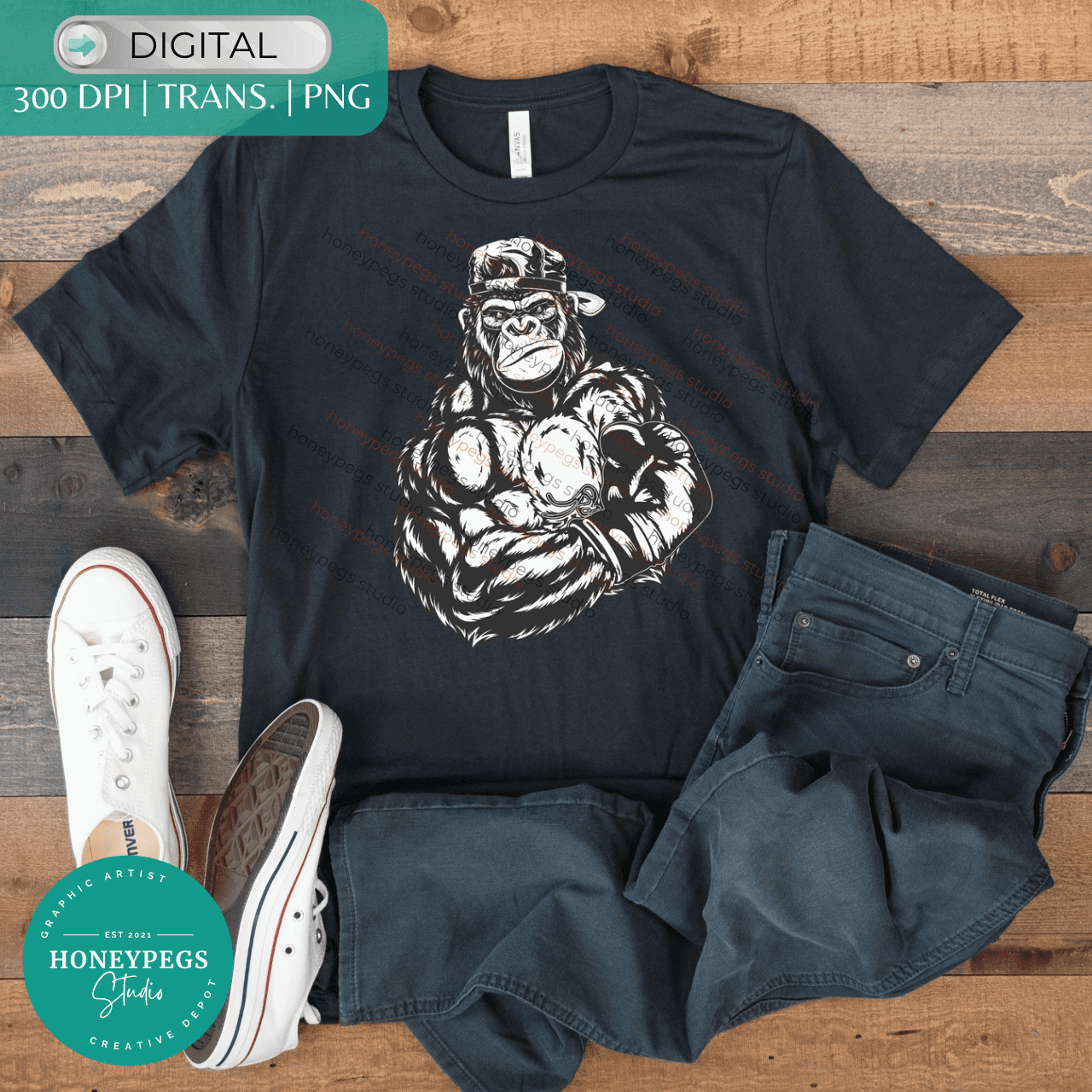 Boxing Gorilla PNG Transfer Image