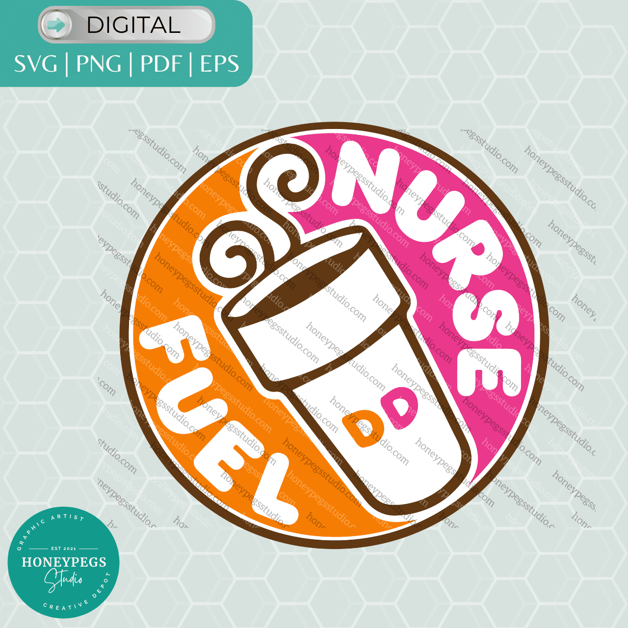 dunkin label nurse fuel svg cricut cut print n cut file honeypegs studio coffee cup nurse coffee mom vector cut files sublimation print