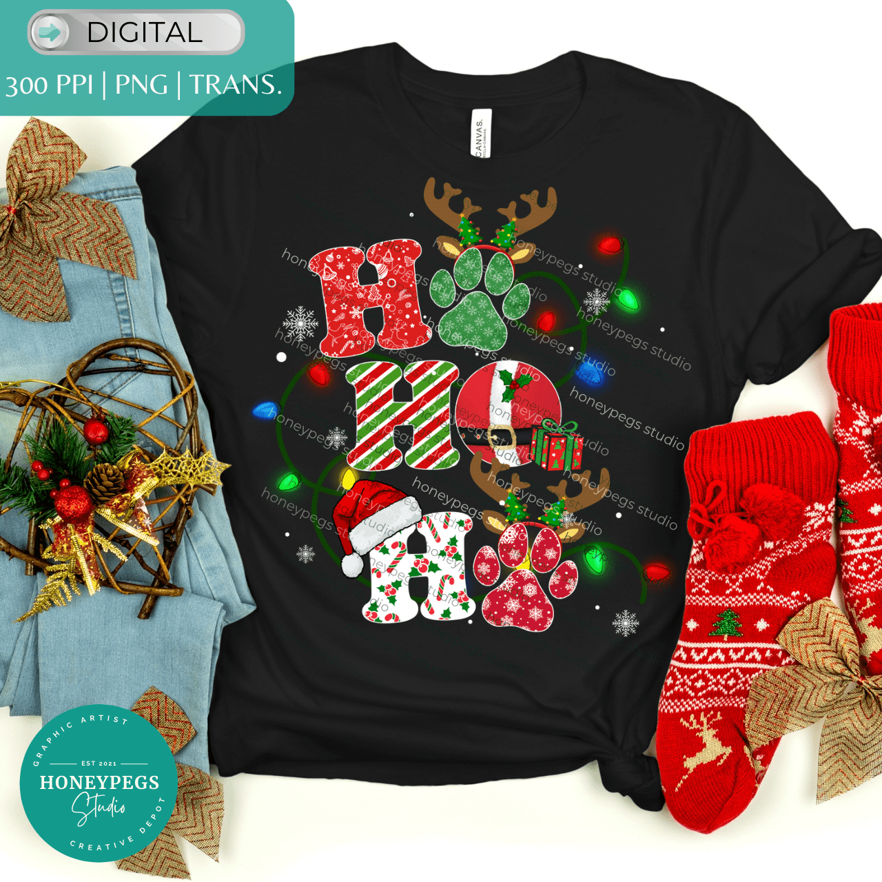 Paw Print Ho Ho Ho PNG dog