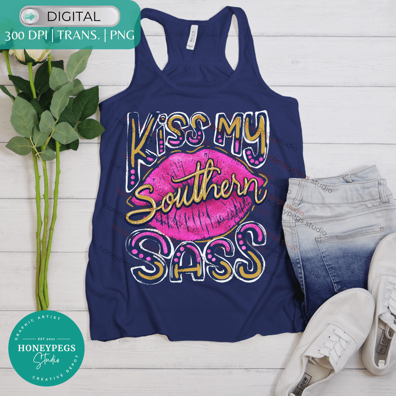 kiss my southern sass glitter lips png image sublimation print honeypegs studio