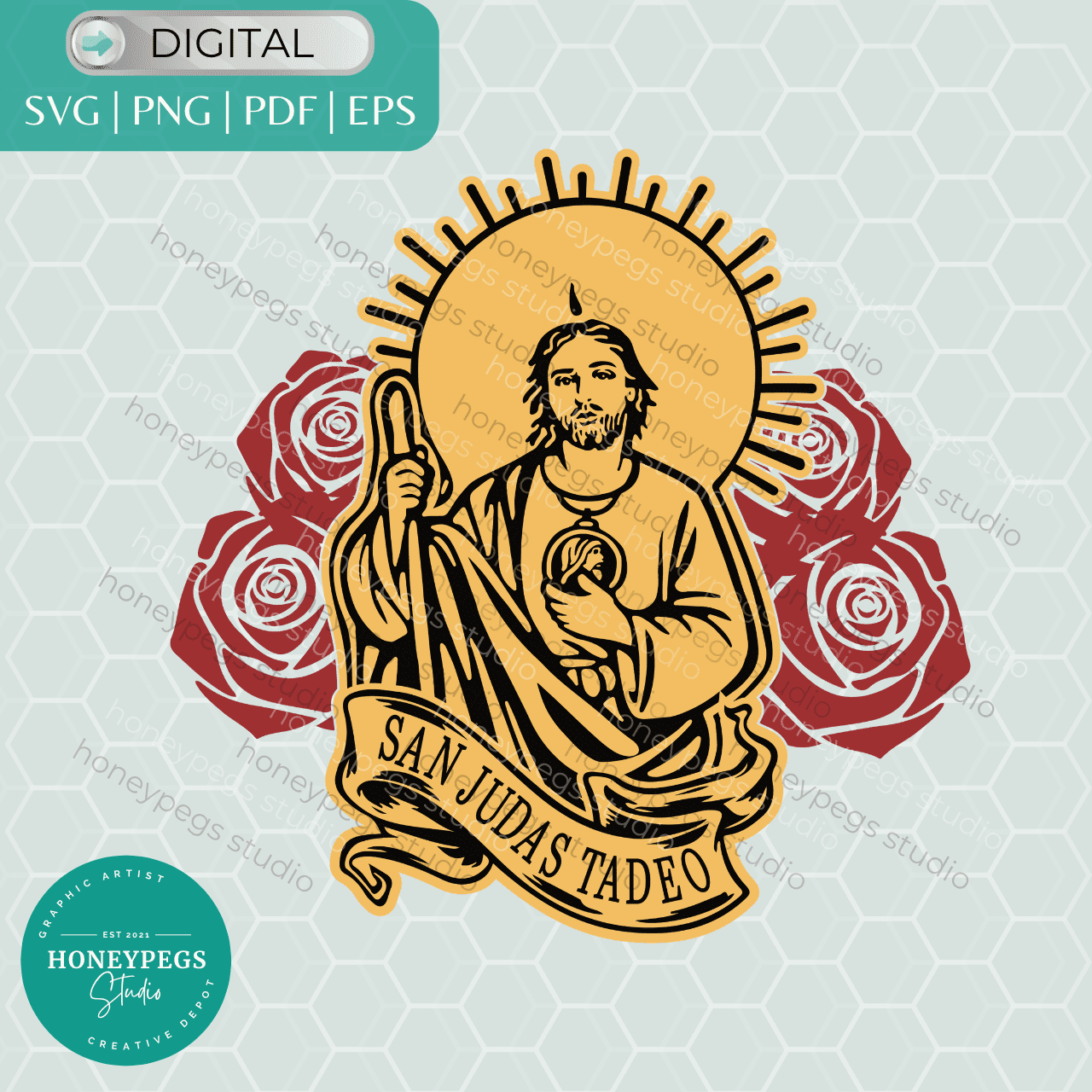 San Judas Tadeo svg cricut cut file honeypegs studio graphic artist vector svg digital download