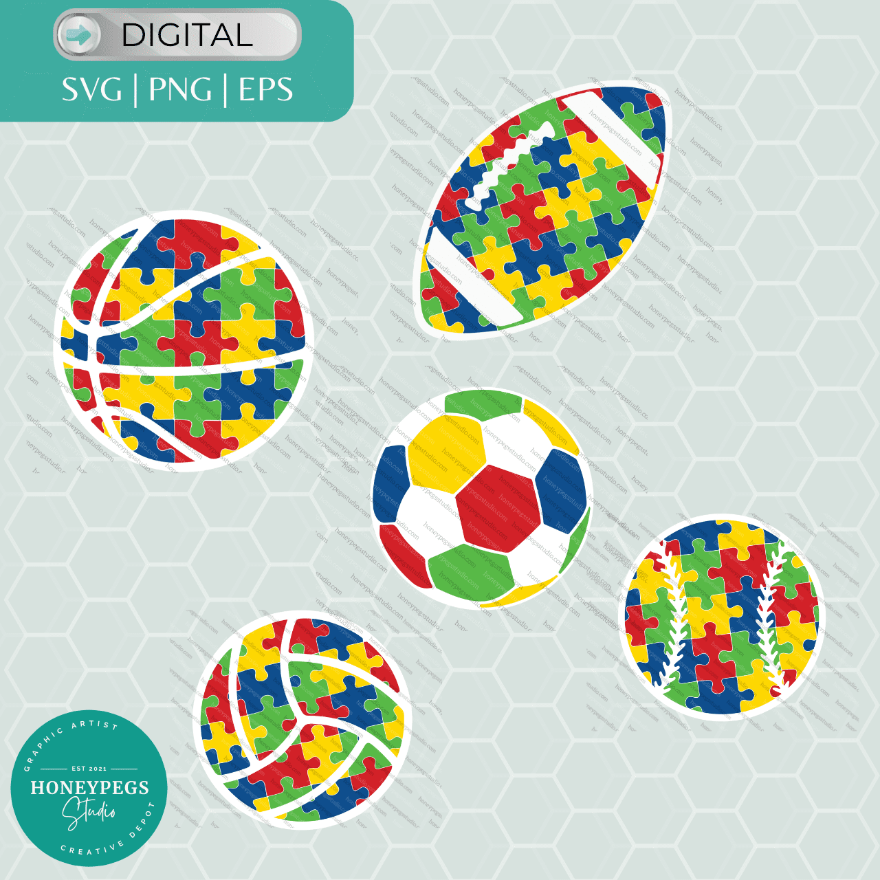 Autism Sports Bundle 5 designs
