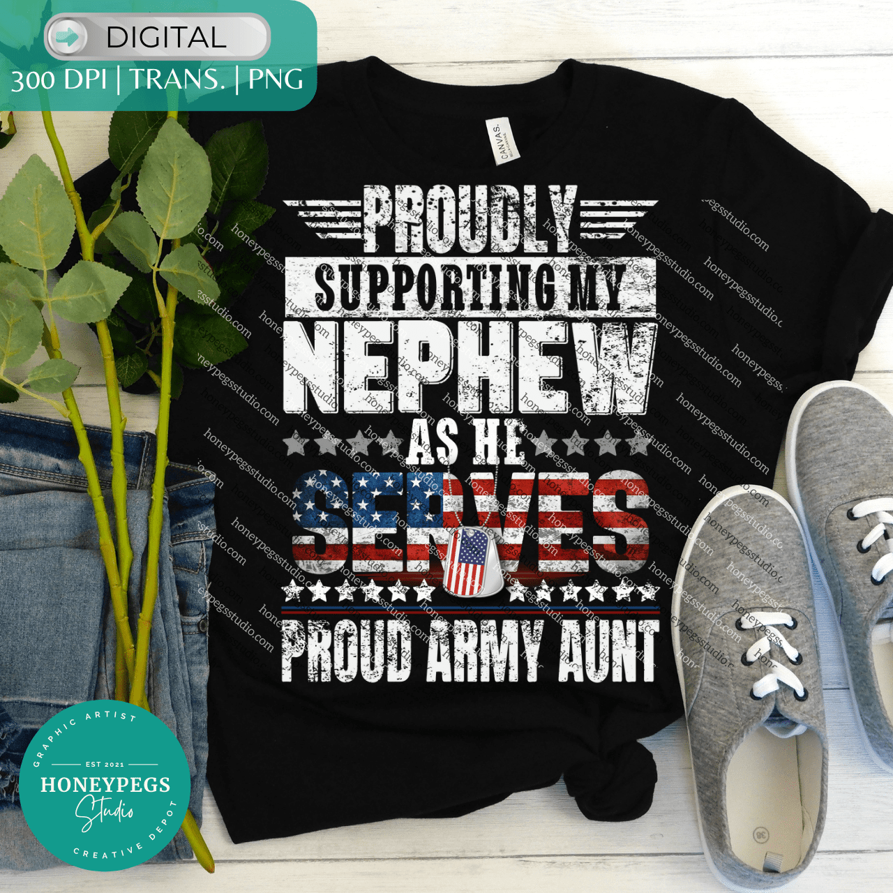 Supporting My Nephew Army PNG aunt
