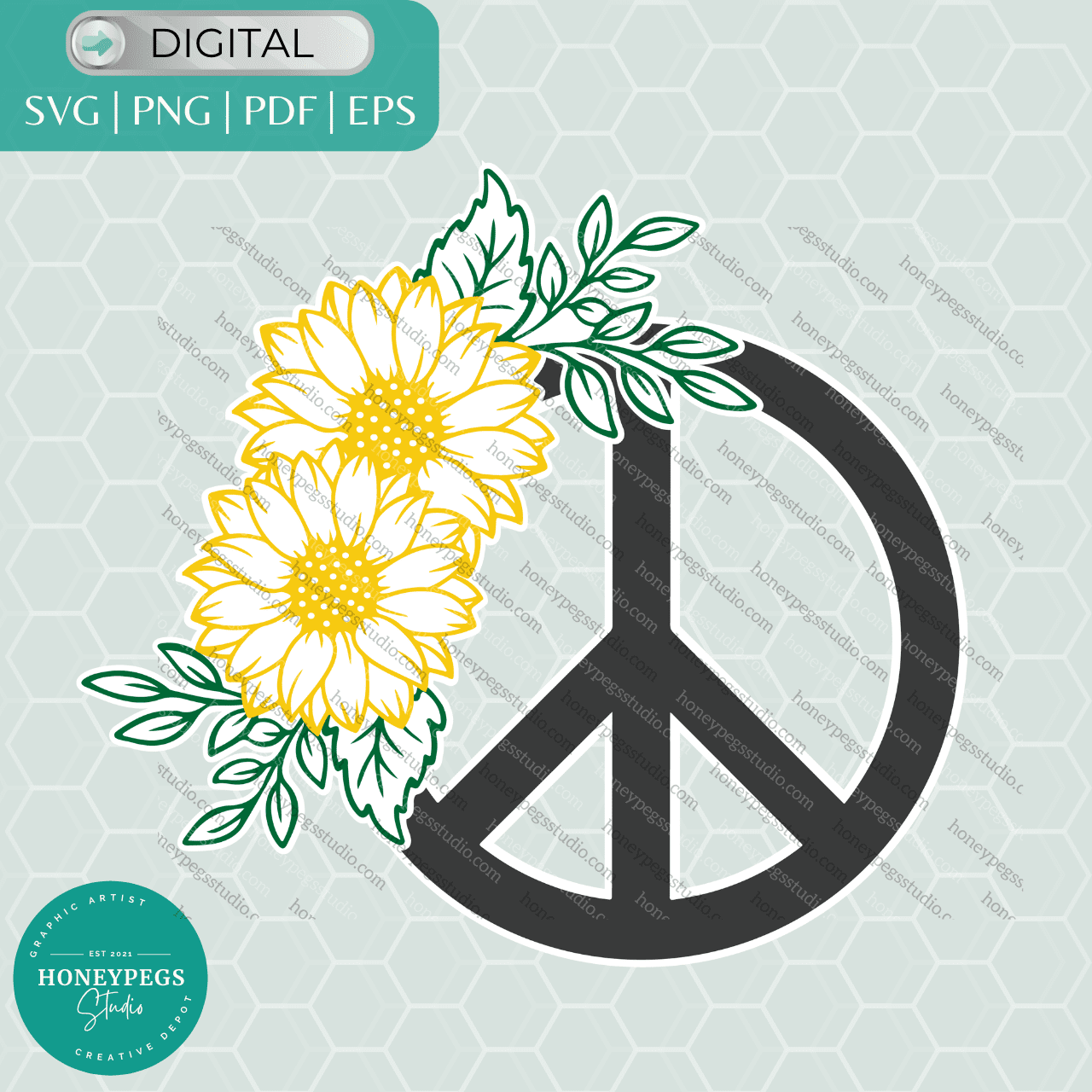 sunflower peace sign svg cricut cut file printncut print n cut sublimation print honeypegs studio sunflower vector cricut cut files