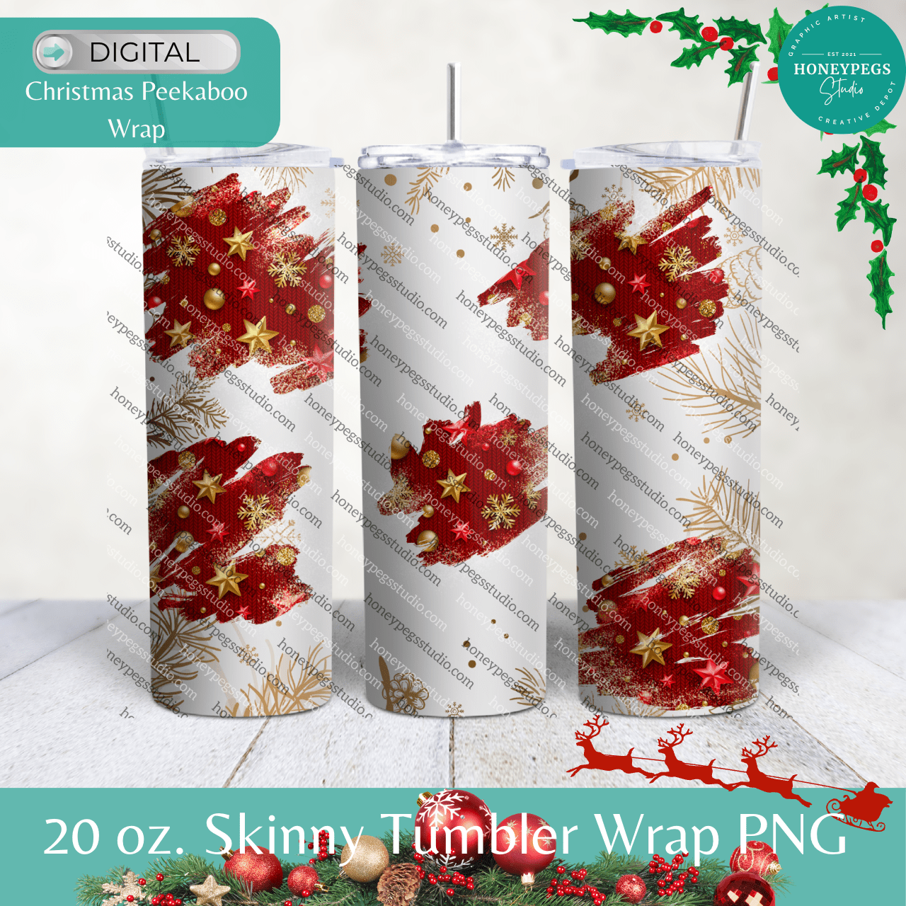 20 oz Skinny Christmas Peekaboo PNG