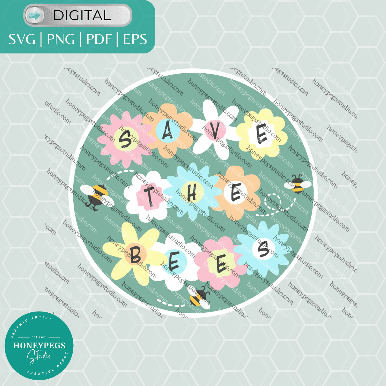 Save The Bees Floral SVG cricut cut