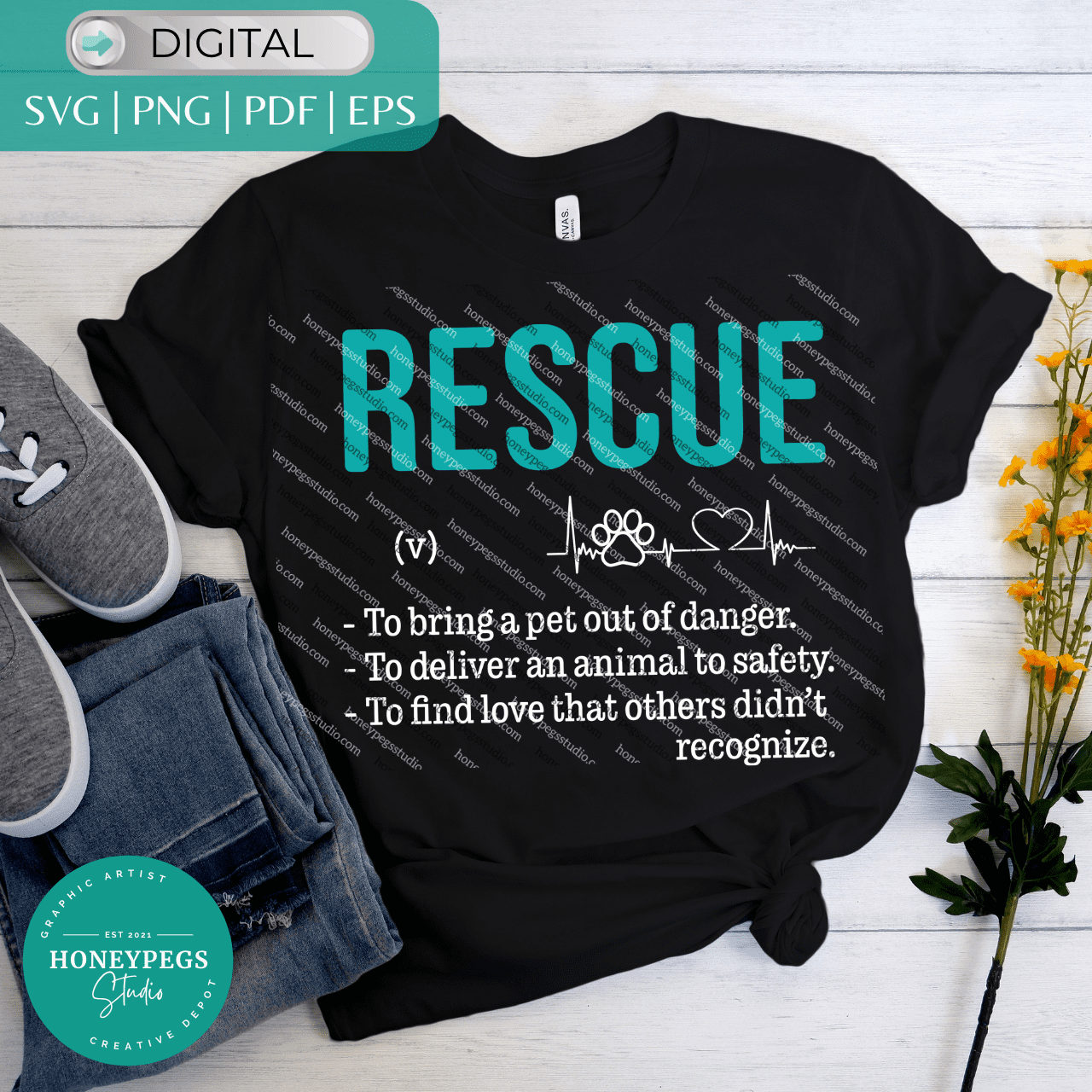 rescue dog breed vector graphic svg cricut cut file rescue dog lover animal rescue shirt print sublimation png rescue animals out of danger mom rescue dog dad vector png honeyepgs studio graphic artist