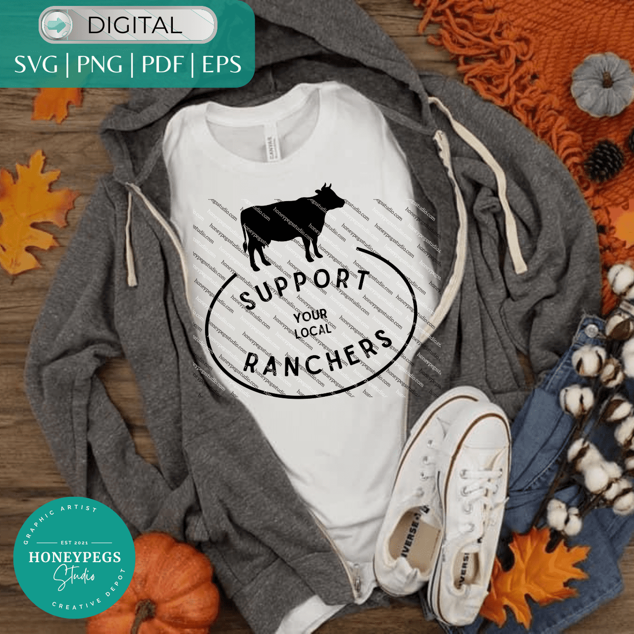 Support Your Local Rancher Cow SVG