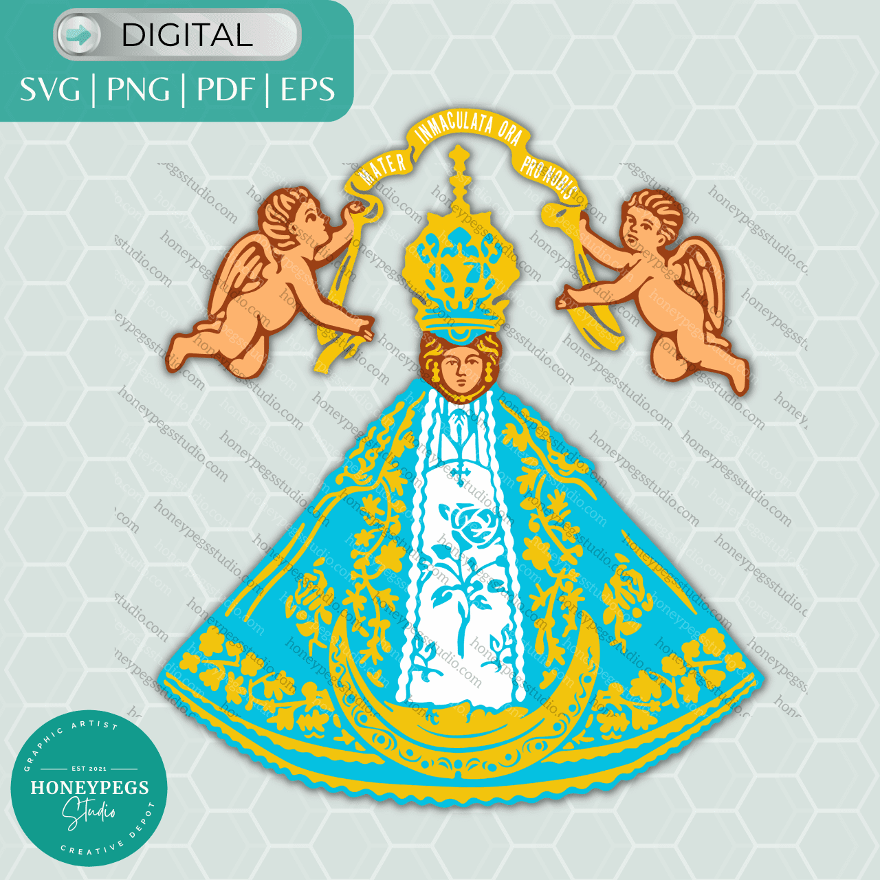 San Juan de los lagos virgen Mary svg Cricut cut file catholic saint mary Mexican sublimation png print graphic mary virgin mary cricut cutr files vector graphic artist honeypegs studio