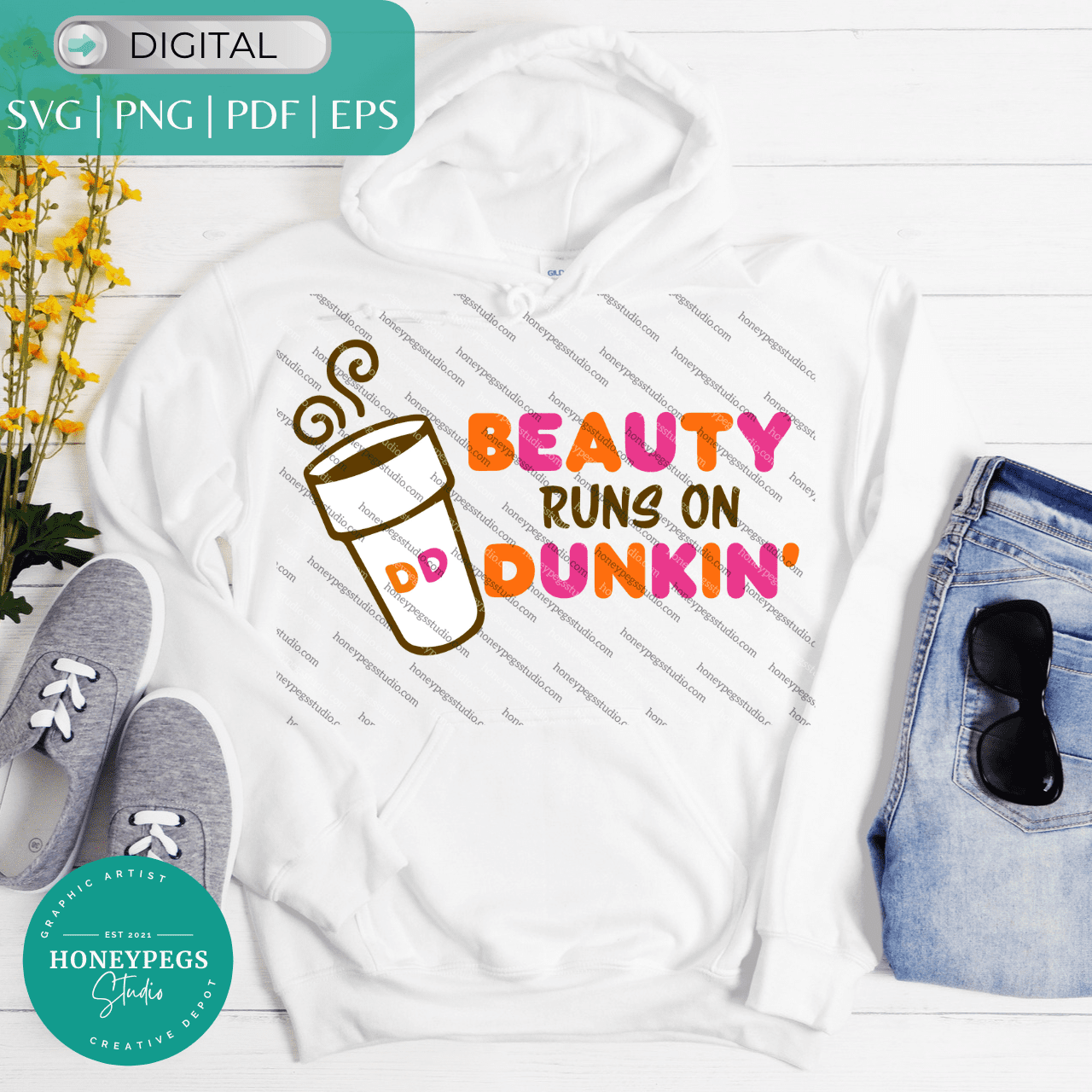 Beauty Runs On Dunkin SVG cricut cut