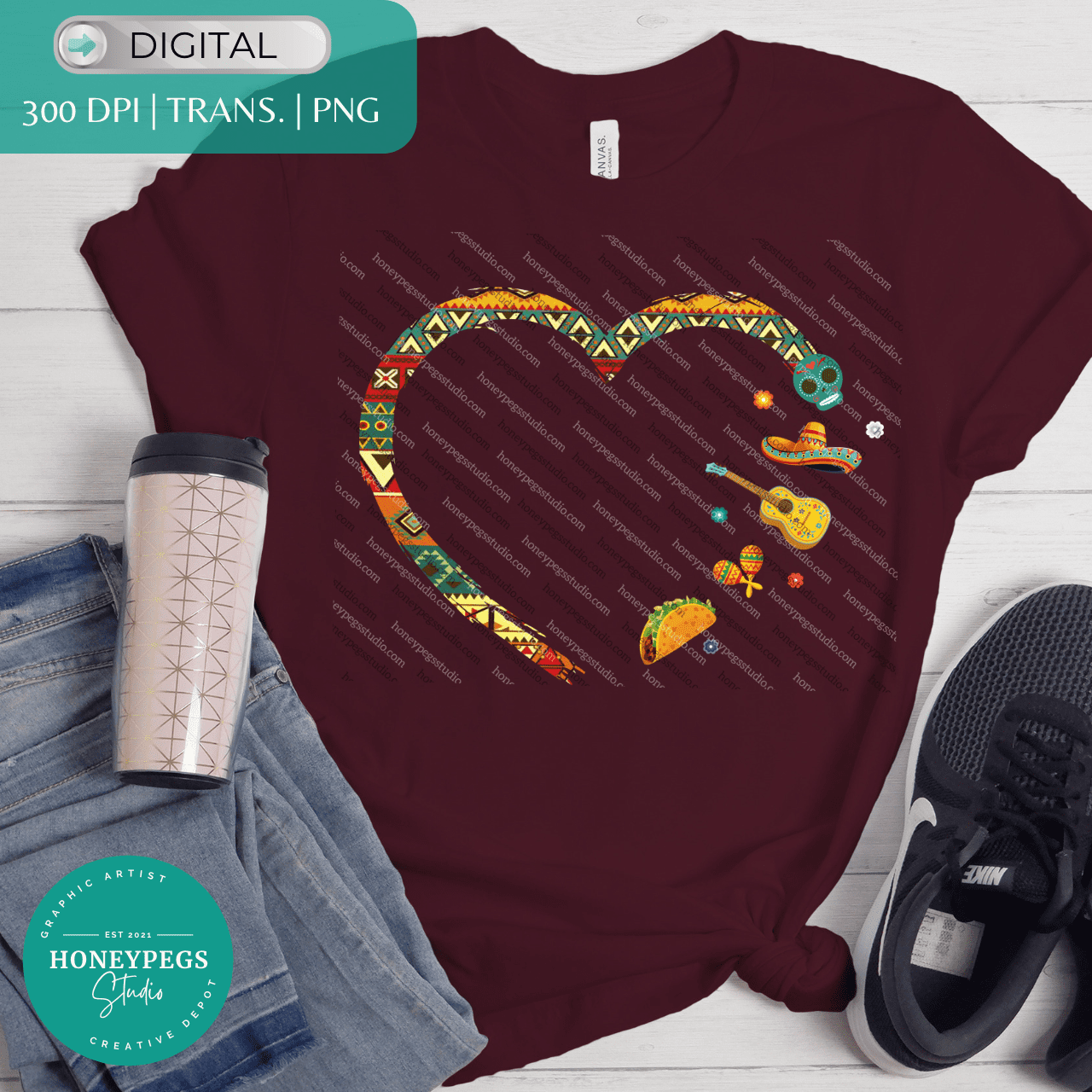 Mexican Heart Taco Guitar PNG