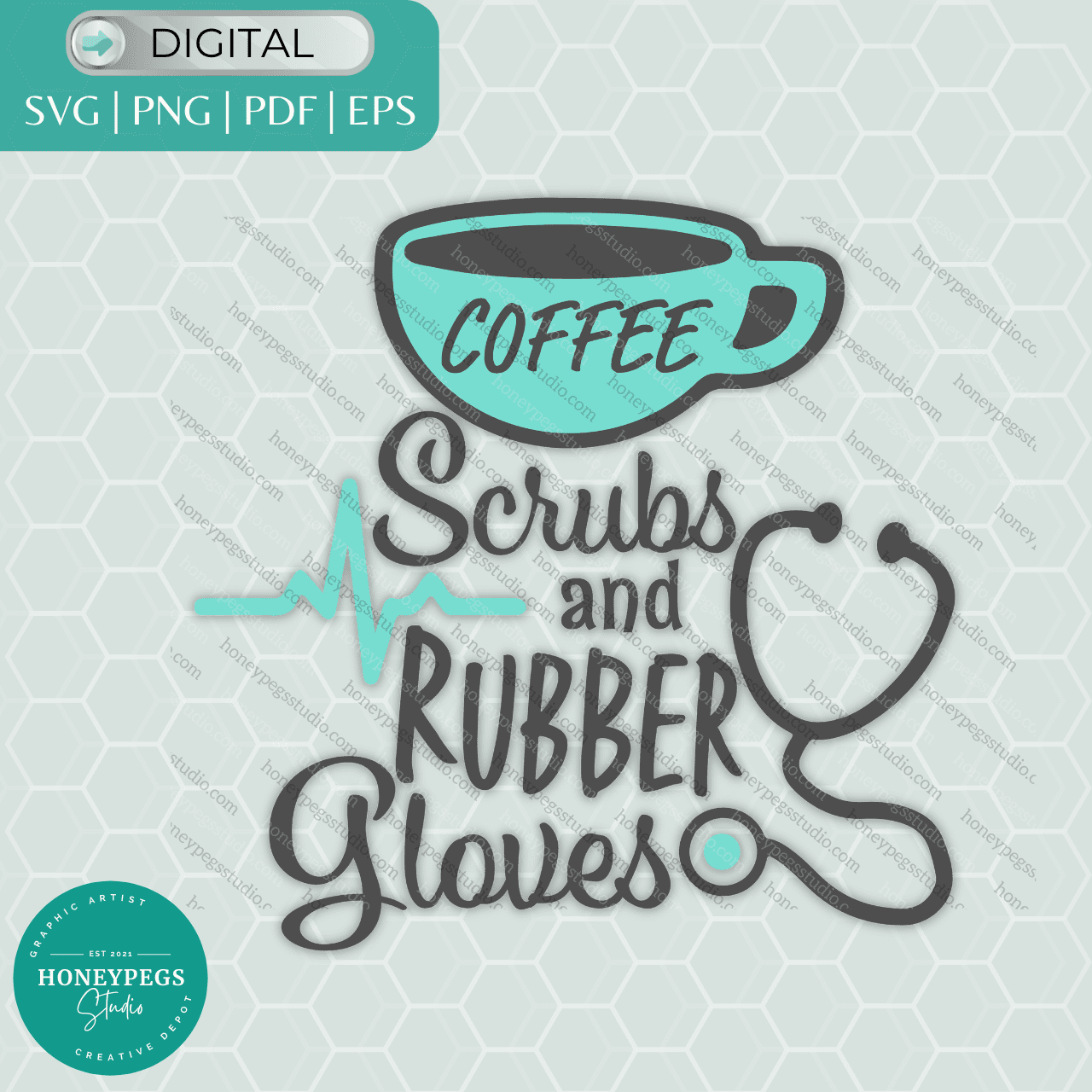 Coffee Scrubs Rubber Gloves SVG cricut cut