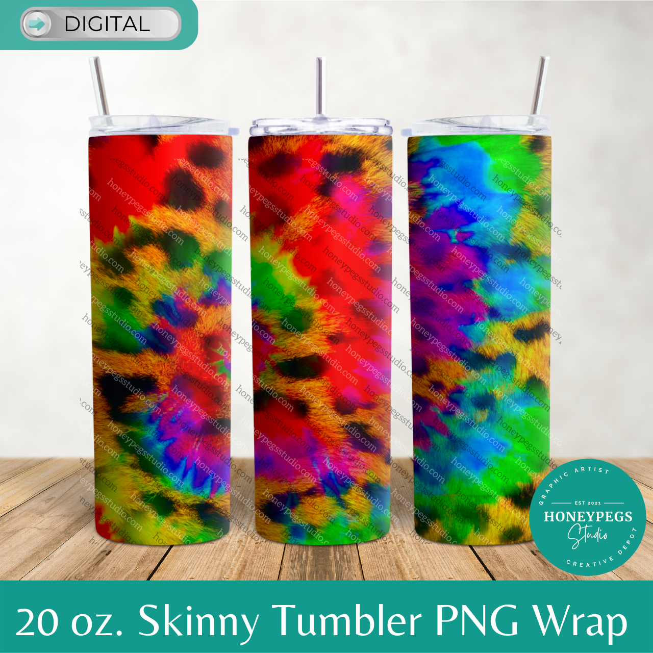 rainbow tie dye spiraling 20 oz skinny tumbler wrap png rainbow leopard print tumbler wrap png sublimation heat press cup wrap rainbow tie dye leopard print png tumbler rainbow tie dye leopard
