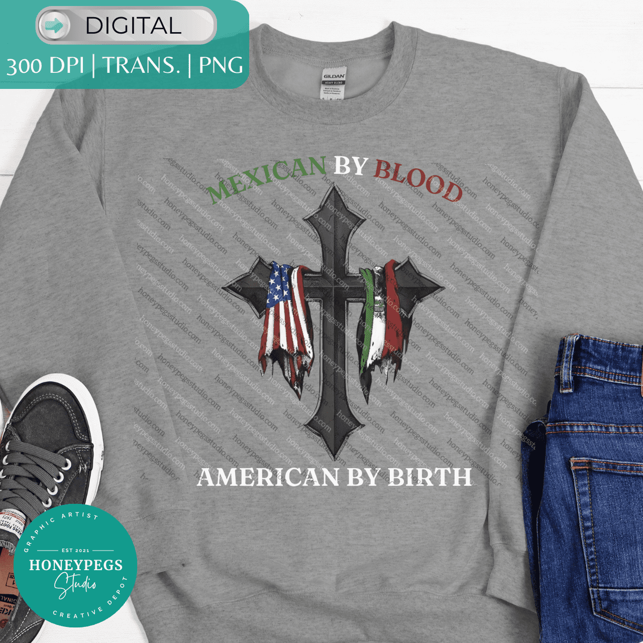 Mexican By Blood PNG cross