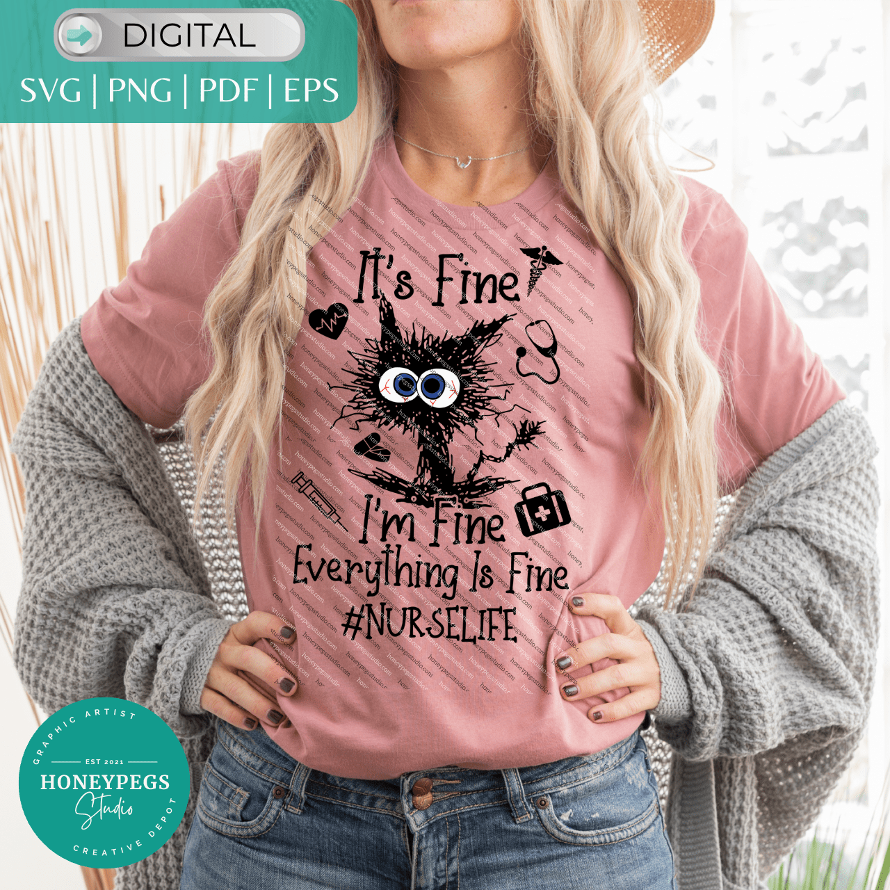 im fine everythings fine stressed cat anxiety cat svg medical staff stressed svg medical stressed worker cat sublimation png nurse life #nurselife everything fine nurselife I'm fine stressed cat nurselife svg cricut cut files vector graphic sublimation png honeypegs studio graphic artist instant download digital files stressed cat
