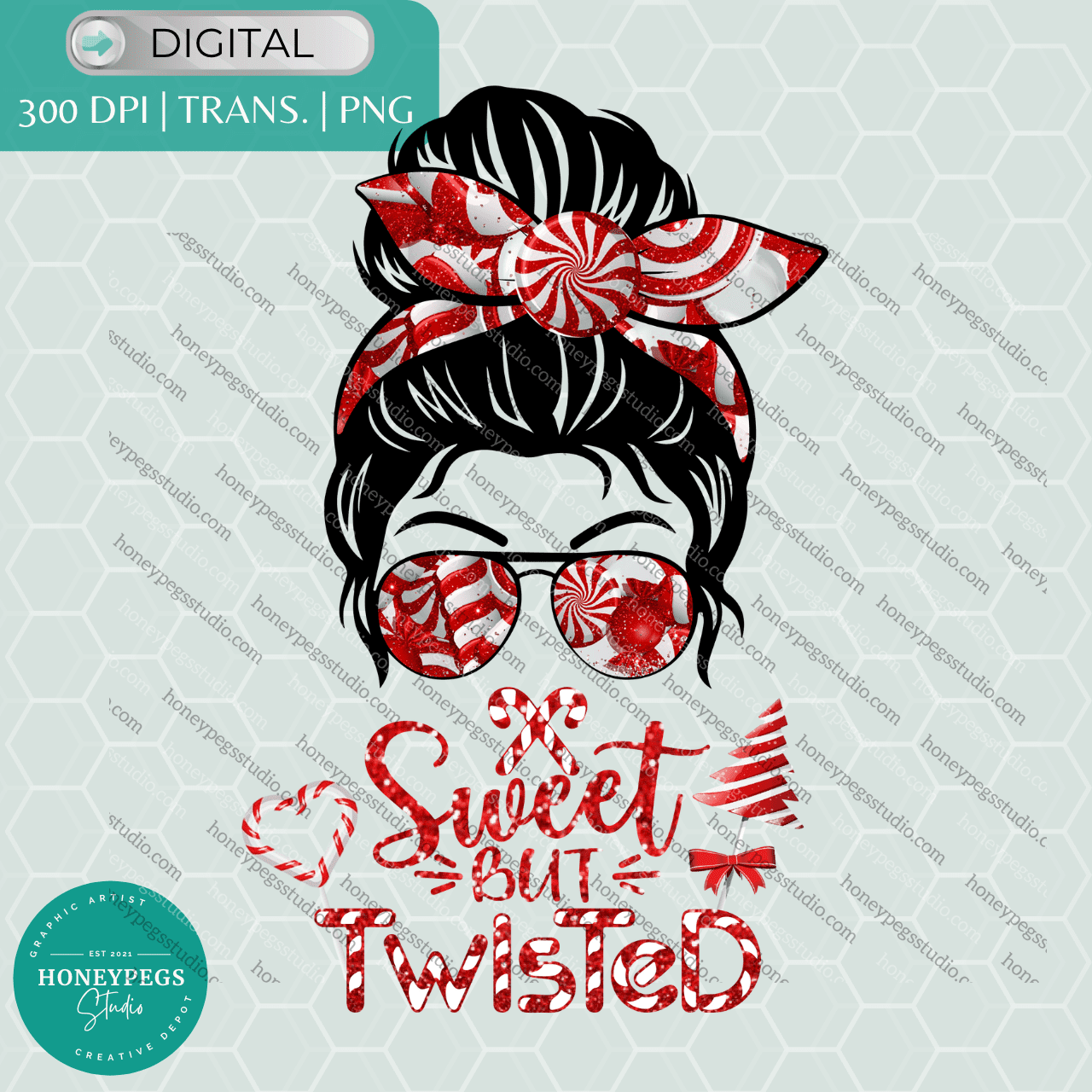 sweet but twisted sublimation png messy bun candy cane messy bun peppermint Christmas messy bun twisted lollipops Christmas tree heart candy messy bun headband sublimation png honeypegs studio