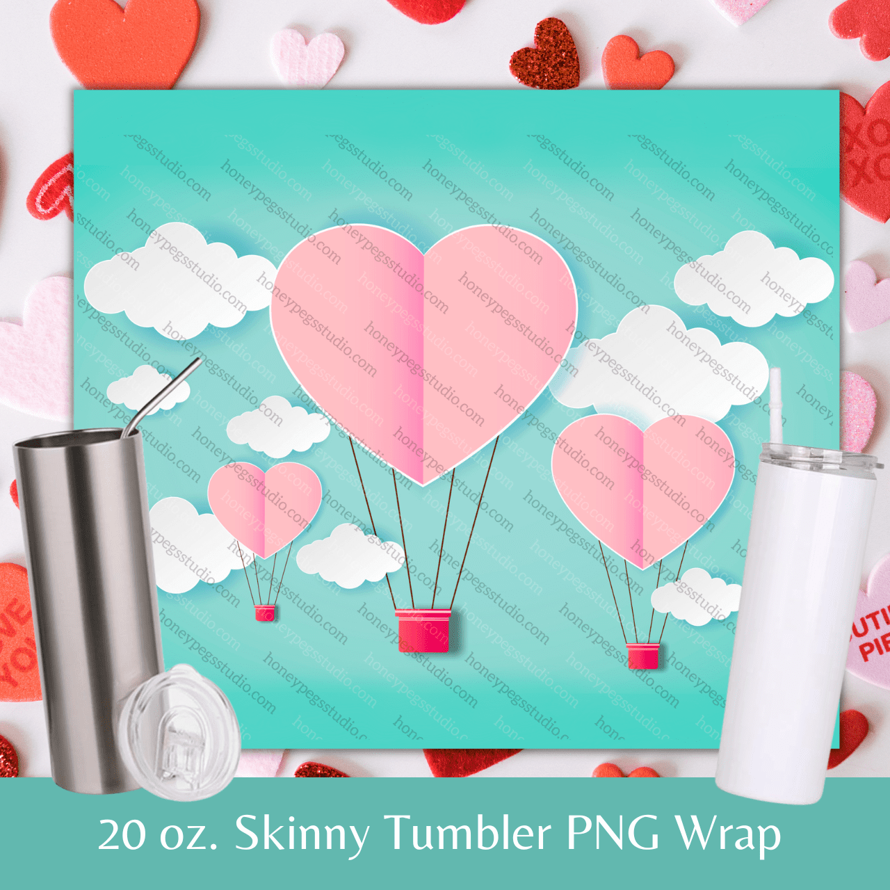 20 oz Skinny Heart Air Balloons Wrap PNG