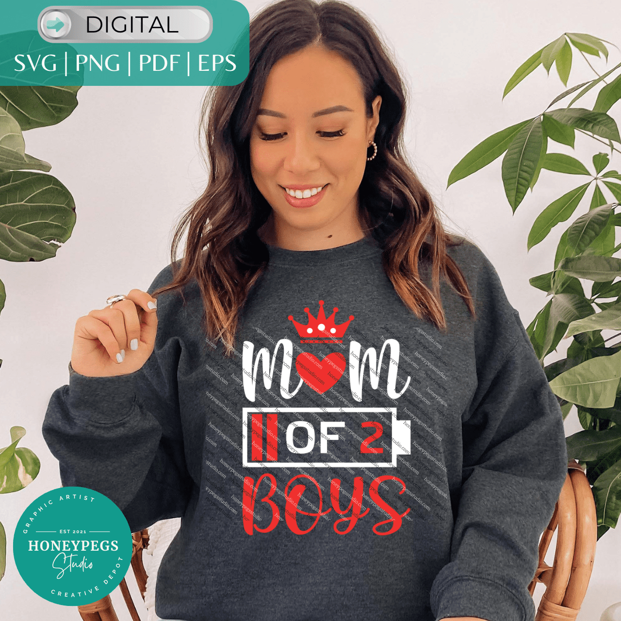 Mom Of Two Boys SVG cricut cuts