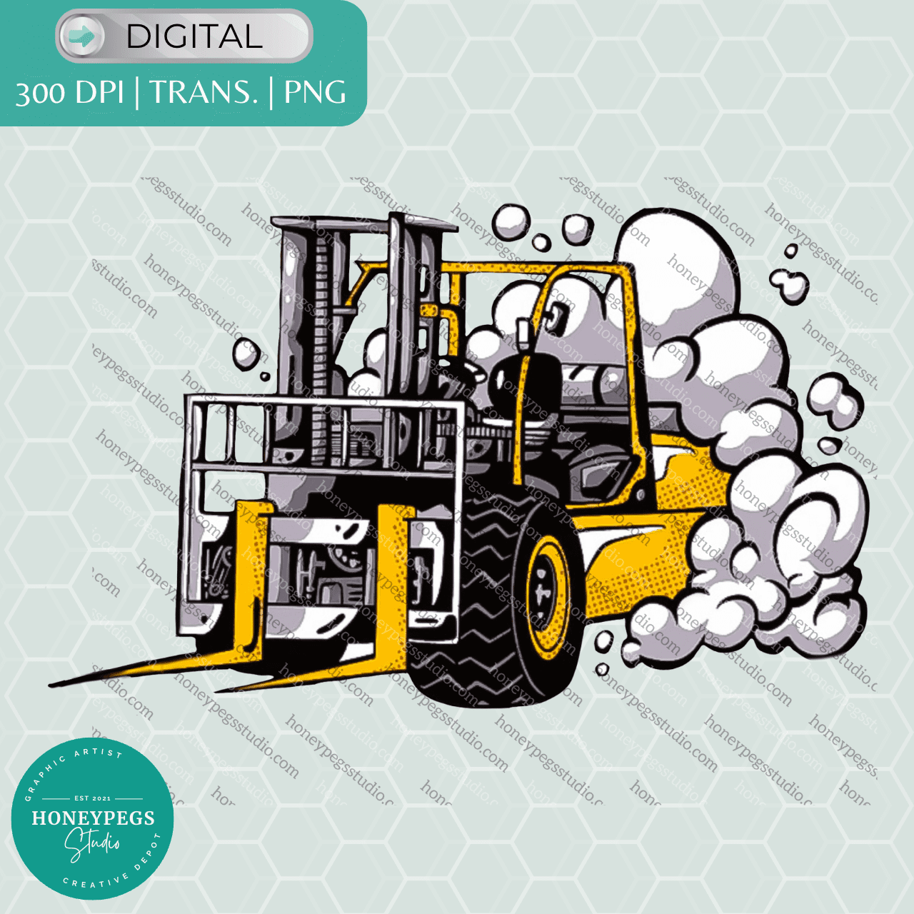 Powerful Forklift Clipart PNG graphic