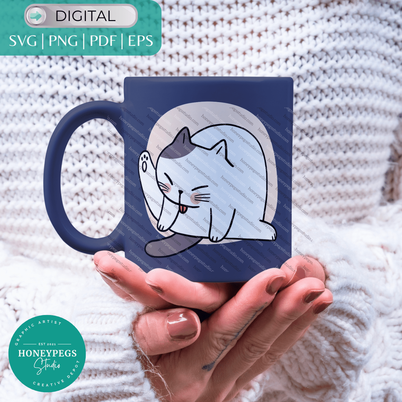 Cat Licking SVG cricut cut files