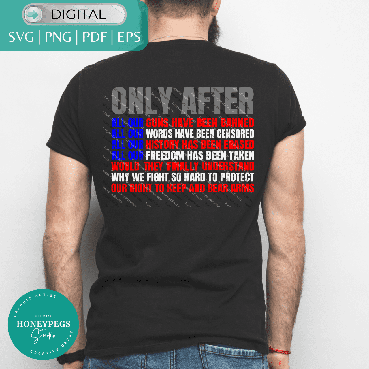 only after svg honeypegs studio graphic artist all our guns have been banned all our words have been censored all of our history has been erased all of our freedom has been taken will you understand why we fight so hard to protect our rights to bear arms sublimation png bear arms American design vector graphic American flag patriot svg vector political svg cricut cut files red white and blue svg