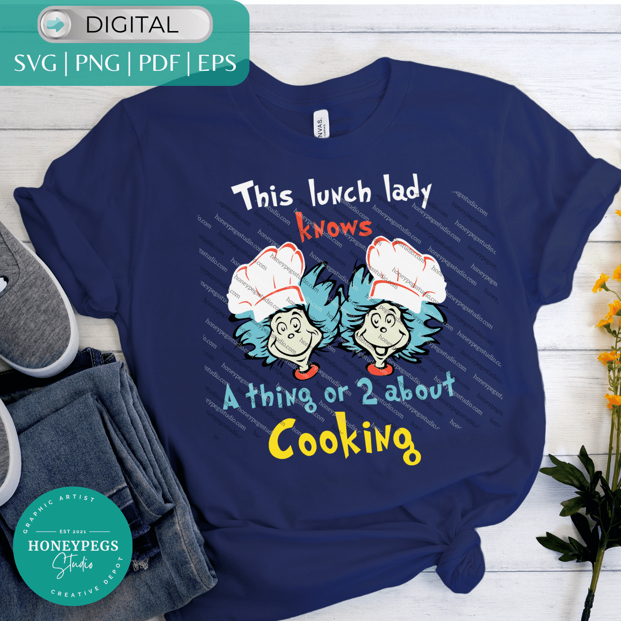 this lunch lady knows a thing or two about cooking svg dr suess vector graphic thing 1 thing 2 read week svg cutg files cooking lunch lady sublimation png school staff vector design svg thing 1 and thing 2 SVG lunch lady shirt design idea