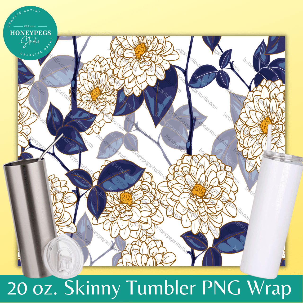 white flower tumbler wrap png 20 oz tumbler wrap png royal blue purple flowers honeypegs studio graphic artist sublimation tumbler wrap white floral wrap png