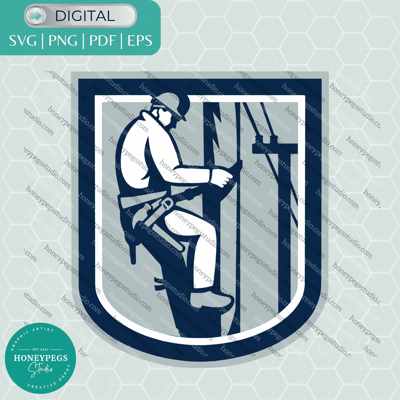 electrician on a pole badge svg honeypegs studio graphic artist electrician vector clipart sublimation electrician work on a pole sublimation print png electrician husband svg electrician vector graphic cricut cut files