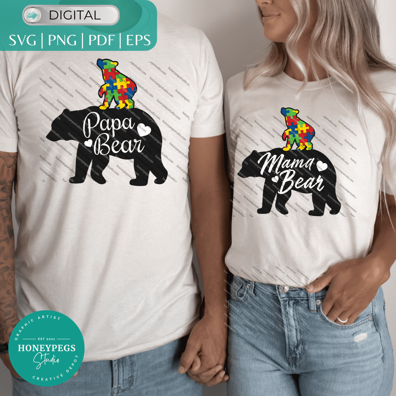 papa bear mama bear autism awareness svg cricut cut files sublimation honeypegs studio graphic artist designs autism awarness bear cub puzzle piece vector autism mama bear bundle black silhouette cricut cut files autism mom gift idea vector autism dad fathers day idea vector autism dad shirt sublimation print png autism awareness apparel designs autism parents awarness autism family designs