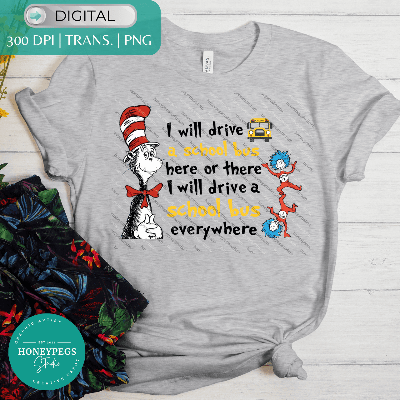 I Drive A School Bus Dr Seuss PNG Print