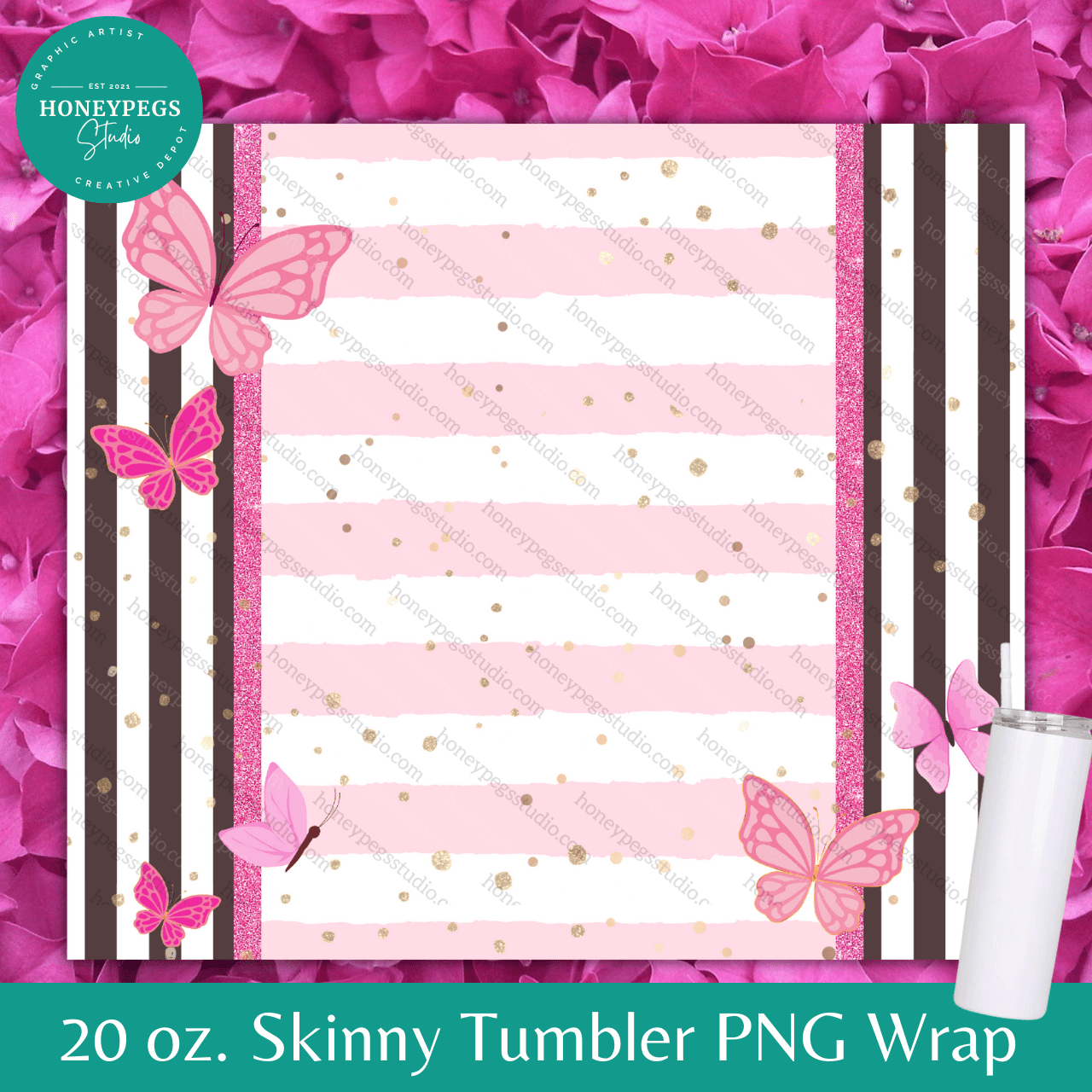 20 oz skinny tumbler wrap pink and brown butterfly honeypegs studio graphic artist high quality designs instant download pin glitter butterfly tumbler wrap png brown and white butterfly png pink glitter butterfly girly tumbler wrap pink glitter wrap girls tumbler custom design cute pink and white stripes tumbler wrap png