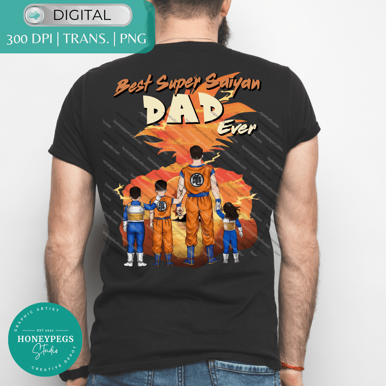 Best Super Saiyan Dad 3 Kids Graphic PNG