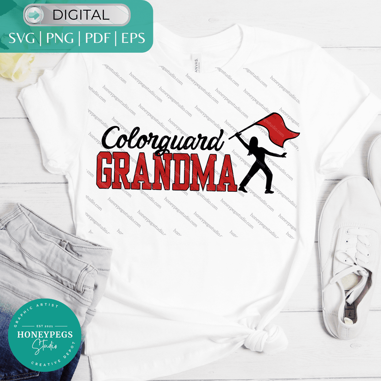 Colorguard Grandma Pose Vector SVG