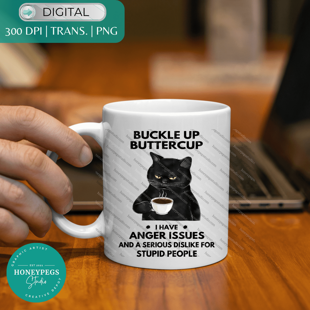 Buckle Up Anger Issues Cat Graphic PNG