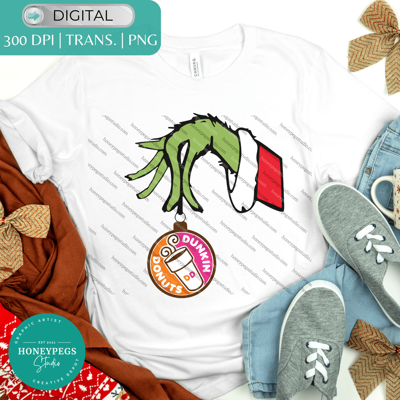 Dunkin Donuts Grinch Hand SVG