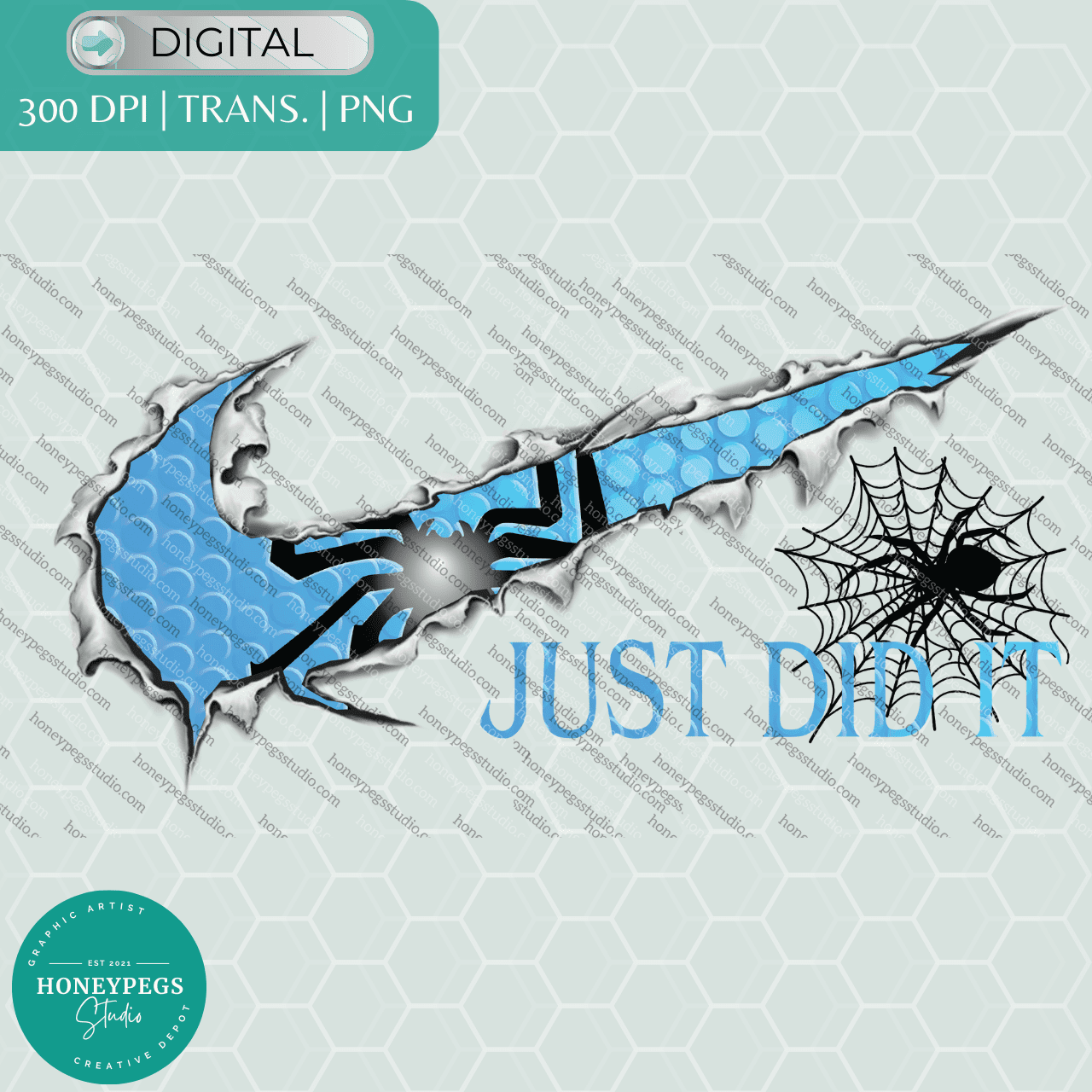 blue just did it spider graphic print png sublimation design blue basketball nike year blue sports spider graphic tear nike rip grunge spider black and blue honeypegs studio graphic artist digital designs prints sub custom apparel and merch