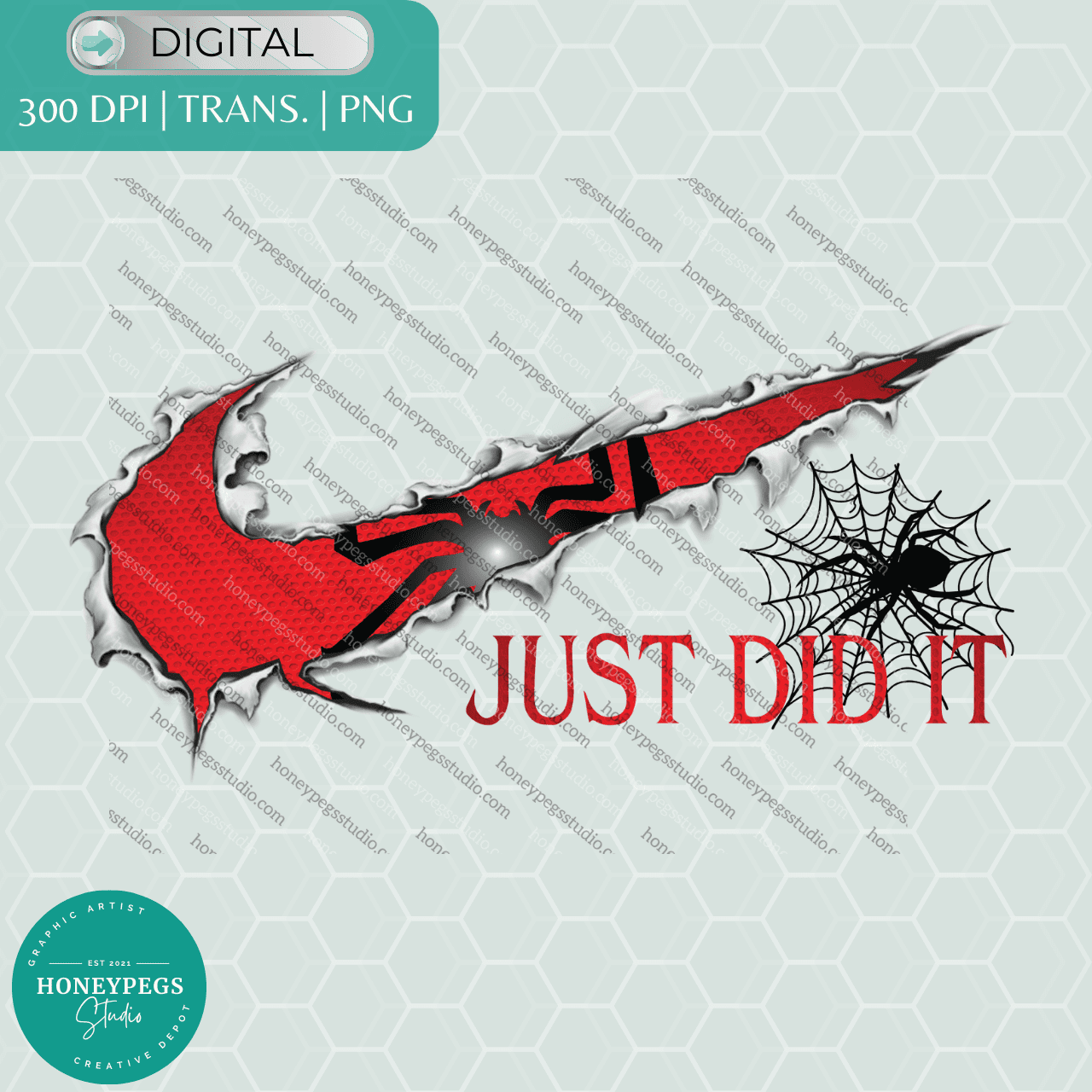 scarlet red just did it spider sublimation png graphic print just did it nike tear spider basketball, design print sports red black spider sports lovers sublimation png nike year graphic honeypegs studio graphic artist digital artist creator
