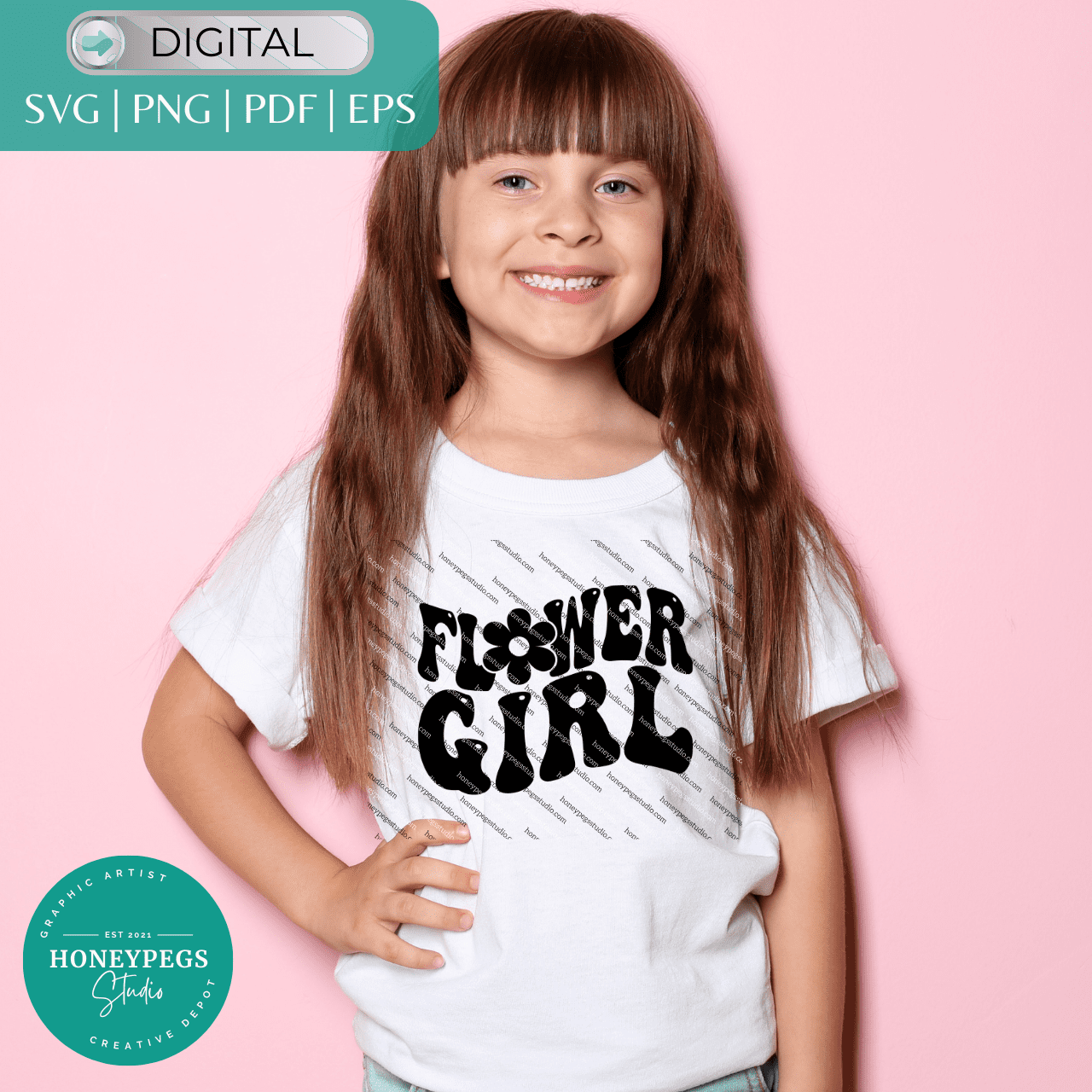 flower girl groovy vector honeypegs studio png sublimation graphic artist digital design instant download vector bridal party flower girl floral design warped text cricut cut file bridal party craft bridal party stencil bridal party apparel bridal party diy