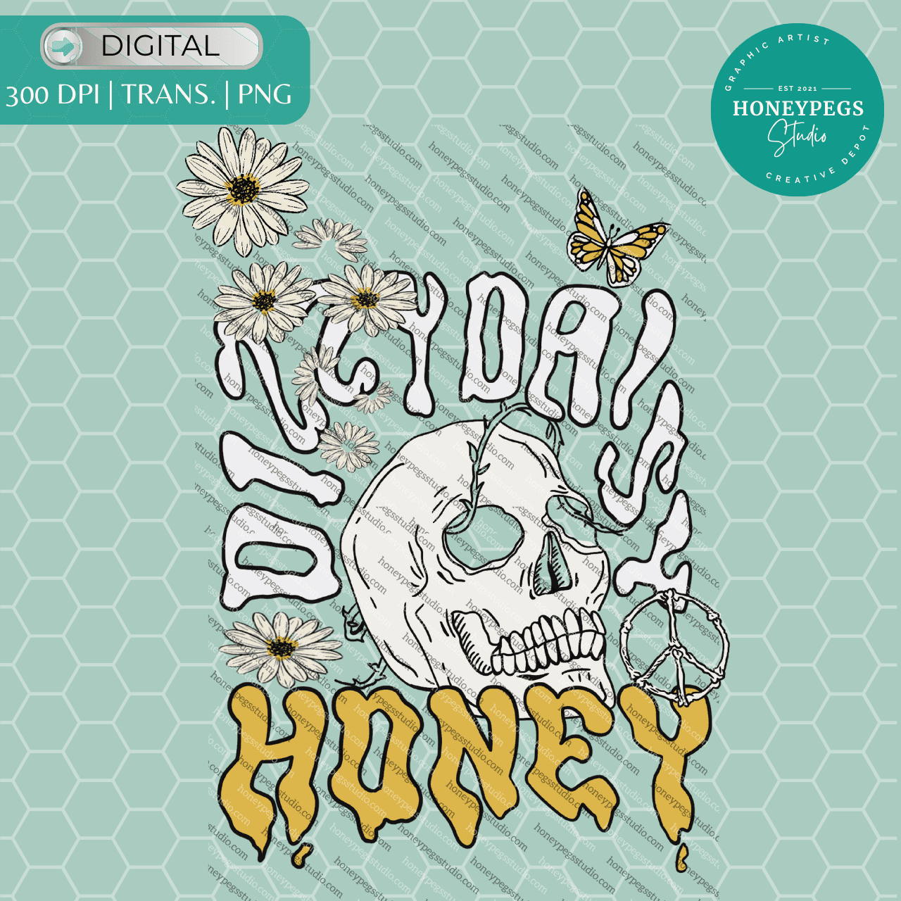 dizzy daisy honey design png graphic skull lover sublimation png honeypegs studio graphic artist transparent background high quality designs files heatpress files cricut designs instant download butterfly dizzy honeycomb skull peace sign bones edgy art digital download small artist graphic online store butterfly and daisies design sublimation png files vines floral skull edgy high-quality designs