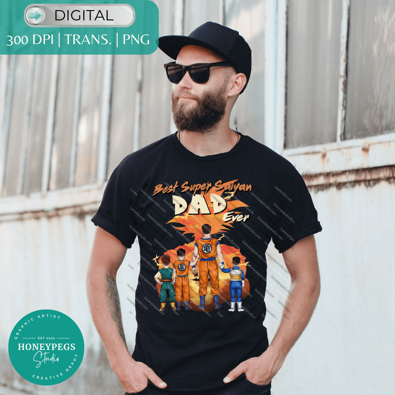 super saiyan dad sublimation graphic png yellow hair dragon ball z graphic dad and son yellow saiyan hair anime lover design honeypegs studio graphic design digital download sublimation mug design sublimation png transparent background dad and one son