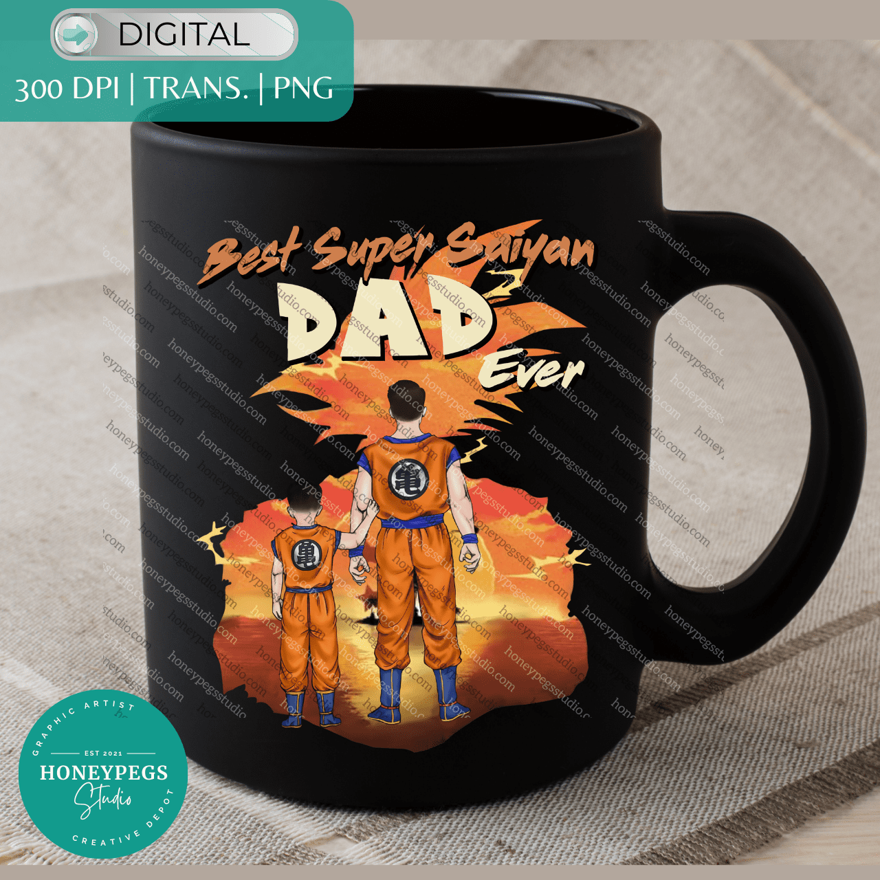 super saiyan dad sublimation graphic png yellow hair dragon ball z graphic dad and son yellow saiyan hair anime lover design honeypegs studio graphic design digital download sublimation mug design sublimation png transparent background 3 boys and one daughter graphic three sons and one daughter download digital three daughters two sons anime lover dragon ball z dad goku saiyan dad sublimation png
